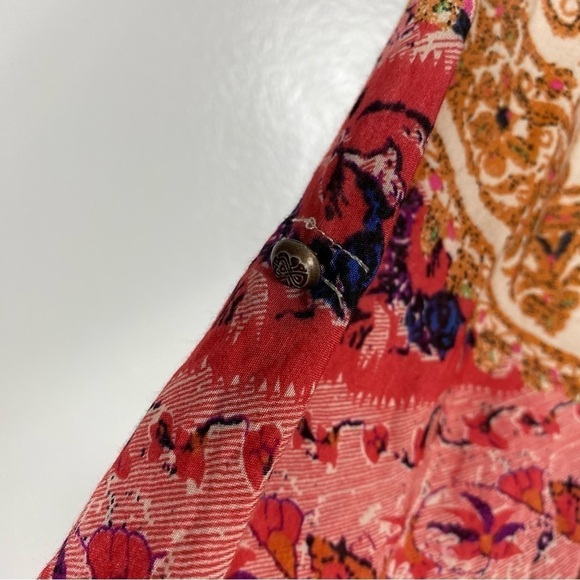 Soft Surrounding Brynn Button Tunic Shirt Floral Paisley Silk Velvet Trim - Picture 7 of 10